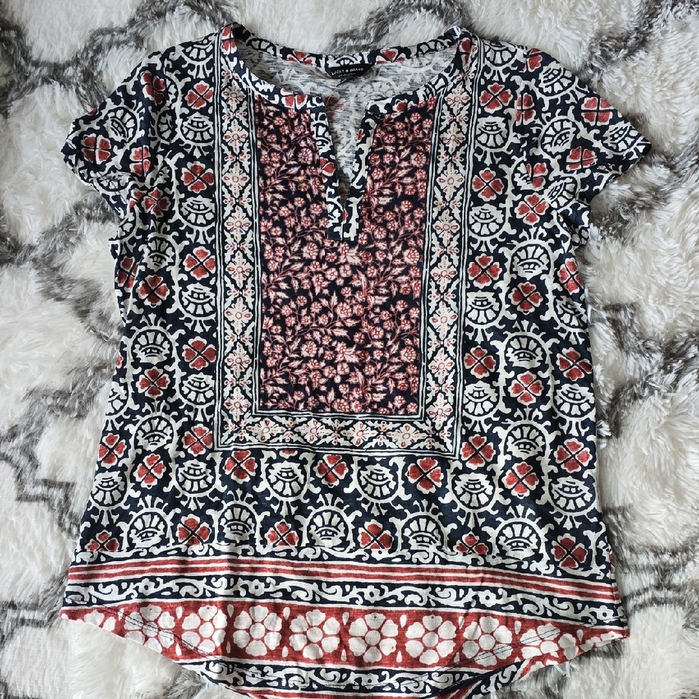 Lucky Brand Bohemian Floral Print Blouse